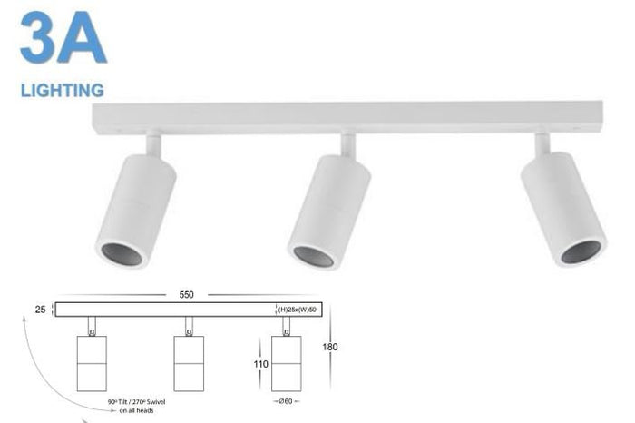 3 Lights Bar Adjustable Spotlight 2143