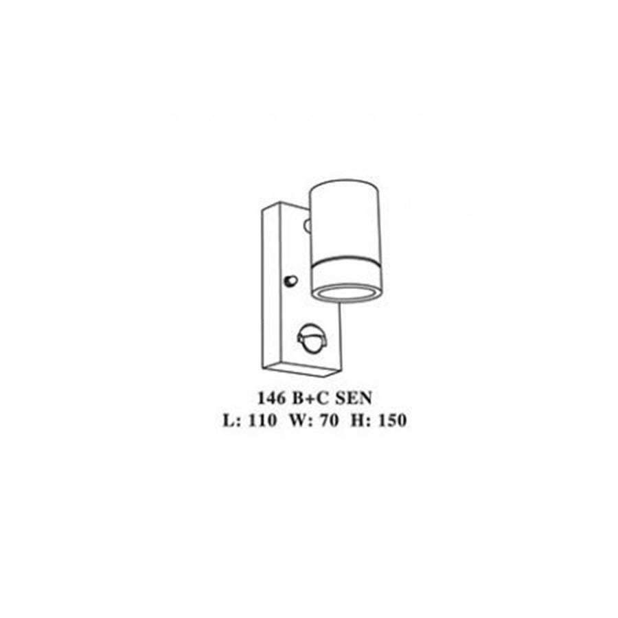 Down Pillar Wall Light with Sensor 146B+C SEN