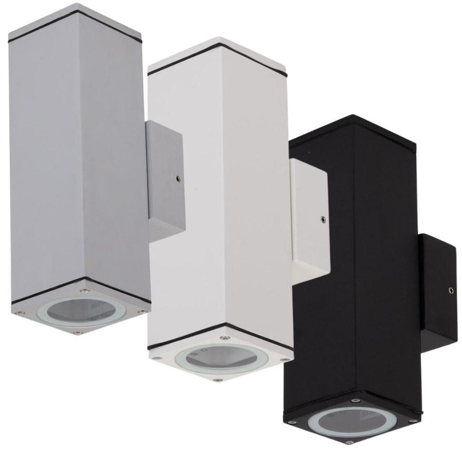 ALPHA-2 Up/Down Exterior Wall light GU10 LED 2 X 6W 240V IP65 - Anodised Aluminium