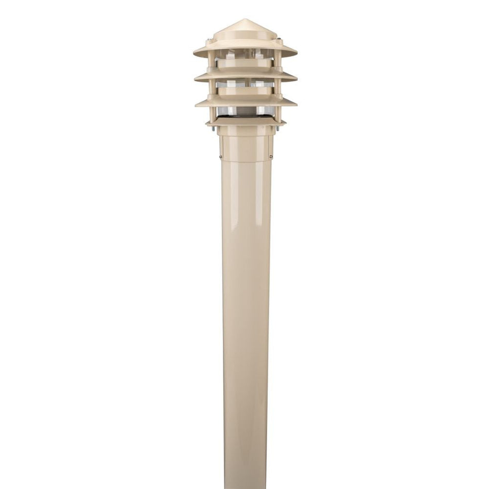 BL-100-1M-KIT - Three Tier Bollard Head 1M Kit Garden Light Powder Coated Finish - Beige