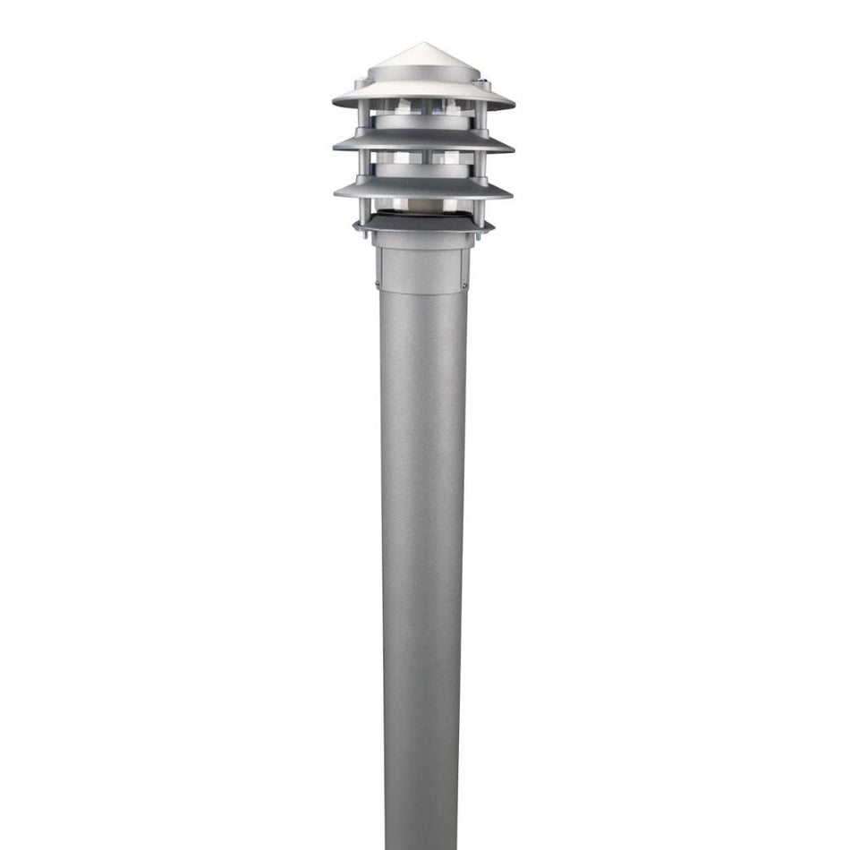 BL-100-1M-KIT - Three Tier Bollard Head 1M Kit Garden Light Powder Coated Finish - Silver