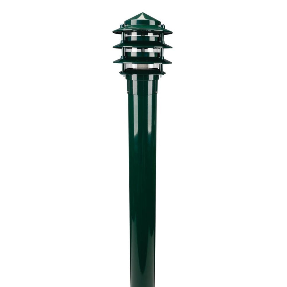 BL-100-1M-KIT - Three Tier Bollard Head 1M Kit Garden Light Powder Coated Finish - Green