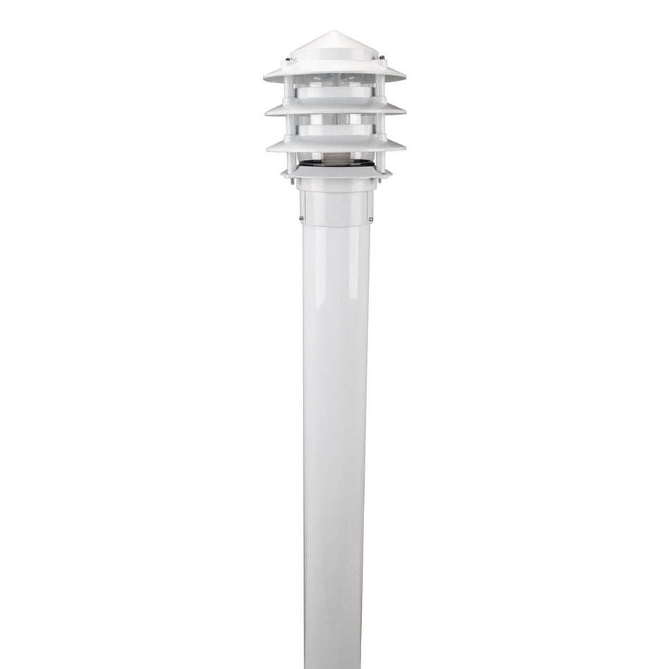 BL-100-1M-KIT - Three Tier Bollard Head 1M Kit Garden Light Powder Coated Finish - White
