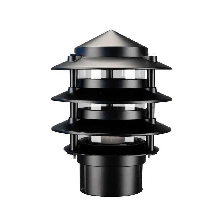 BL-100 - Three Tier Bollard Head Garden Light Powder Coated Finish - Black