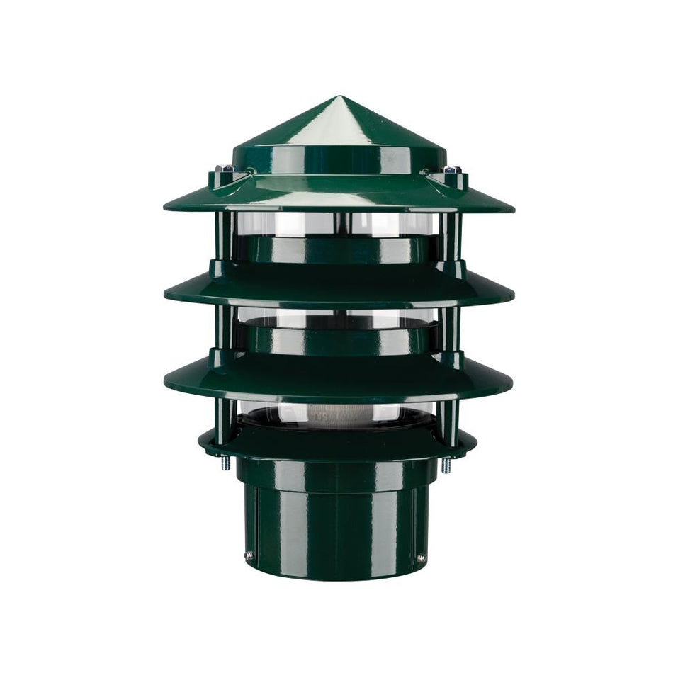 BL-100 - Three Tier Bollard Head Garden Light Powder Coated Finish - Green