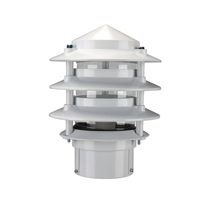 BL-100 - Three Tier Bollard Head Garden Light Powder Coated Finish - White