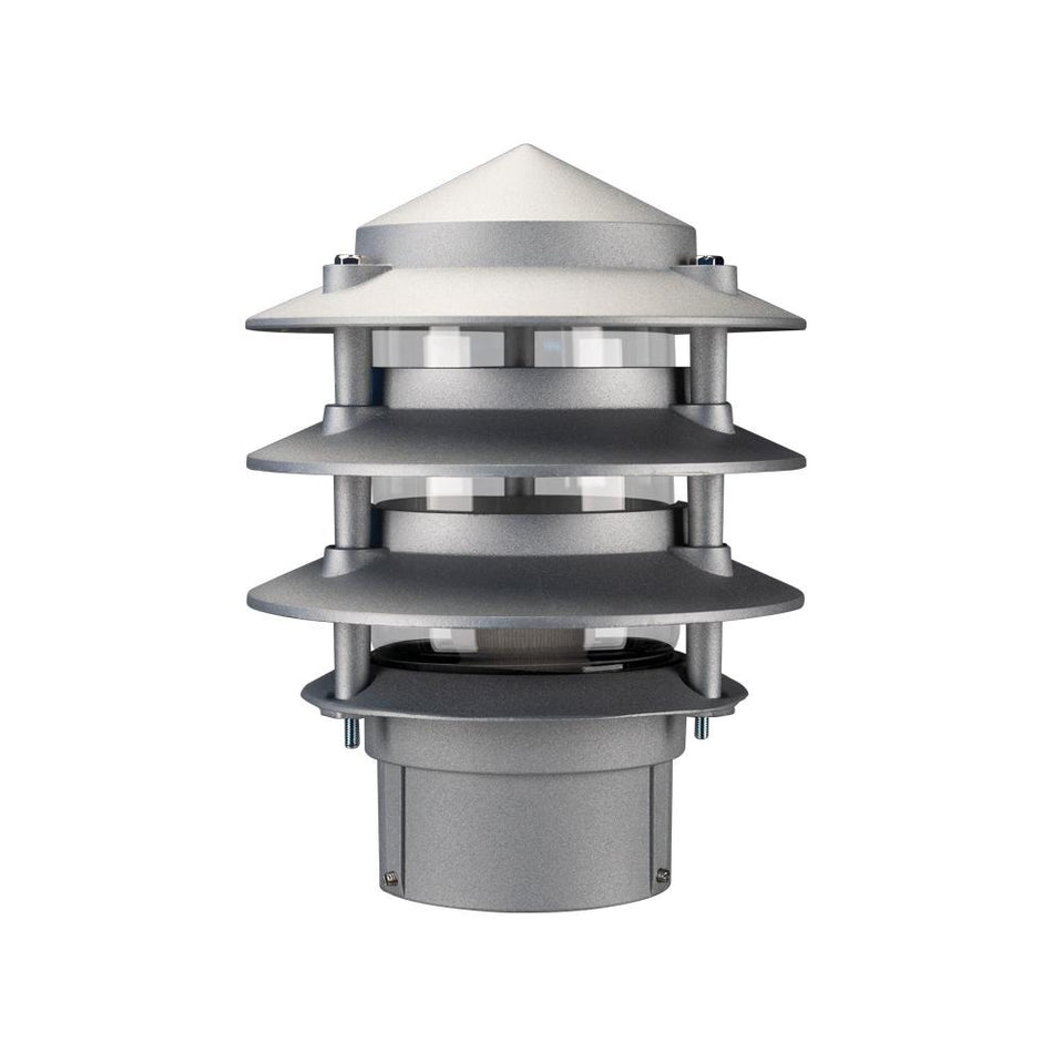 BL-100 - Three Tier Bollard Head Garden Light Powder Coated Finish - Silver