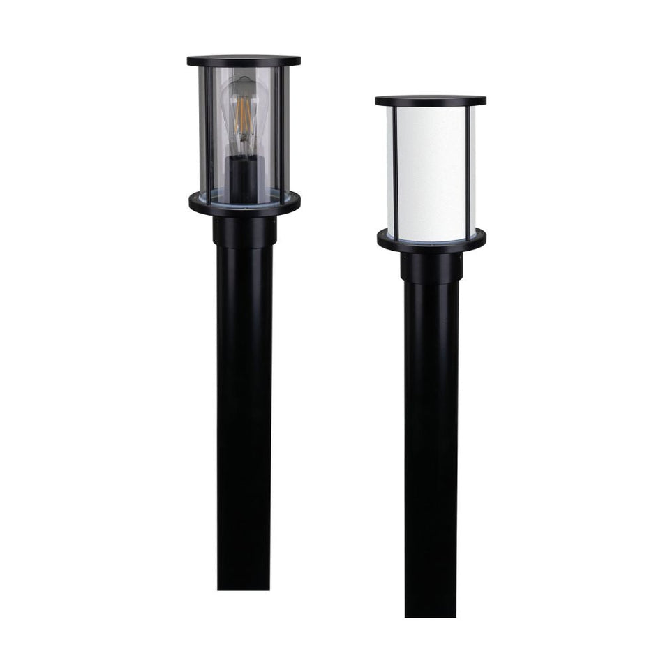 BL-400-1M-KIT - Cylindrical Bollard Head 1M Kit Garden Light Black - Clear