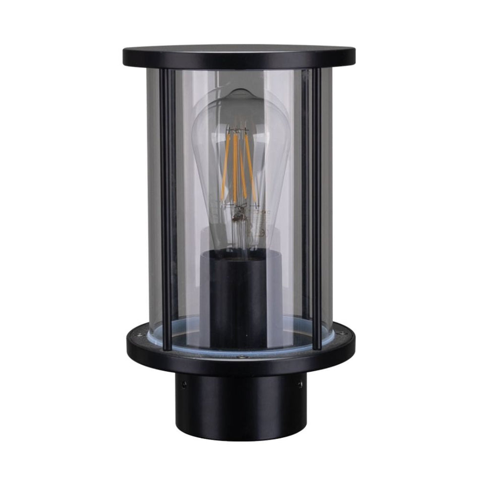 BL-400 - Cylindrical Bollard Head Garden Light Black - Clear