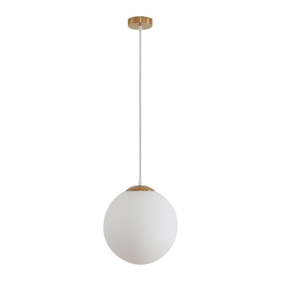 BUBBLE 300mm Opal Glass Pendant - Satin Brass