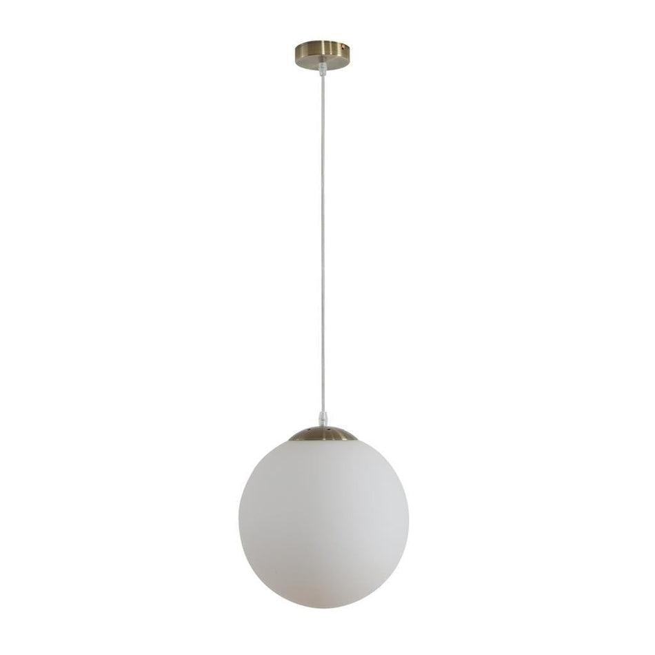 BUBBLE 300mm Opal Glass Pendant - Antique Brass