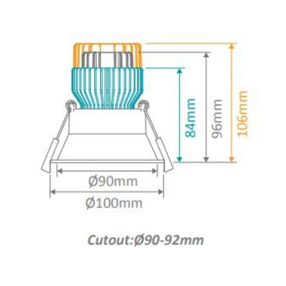 CELL-D90 - Deepset D90 Downlight Frame To Suit CELL Downlight Module Series - Black