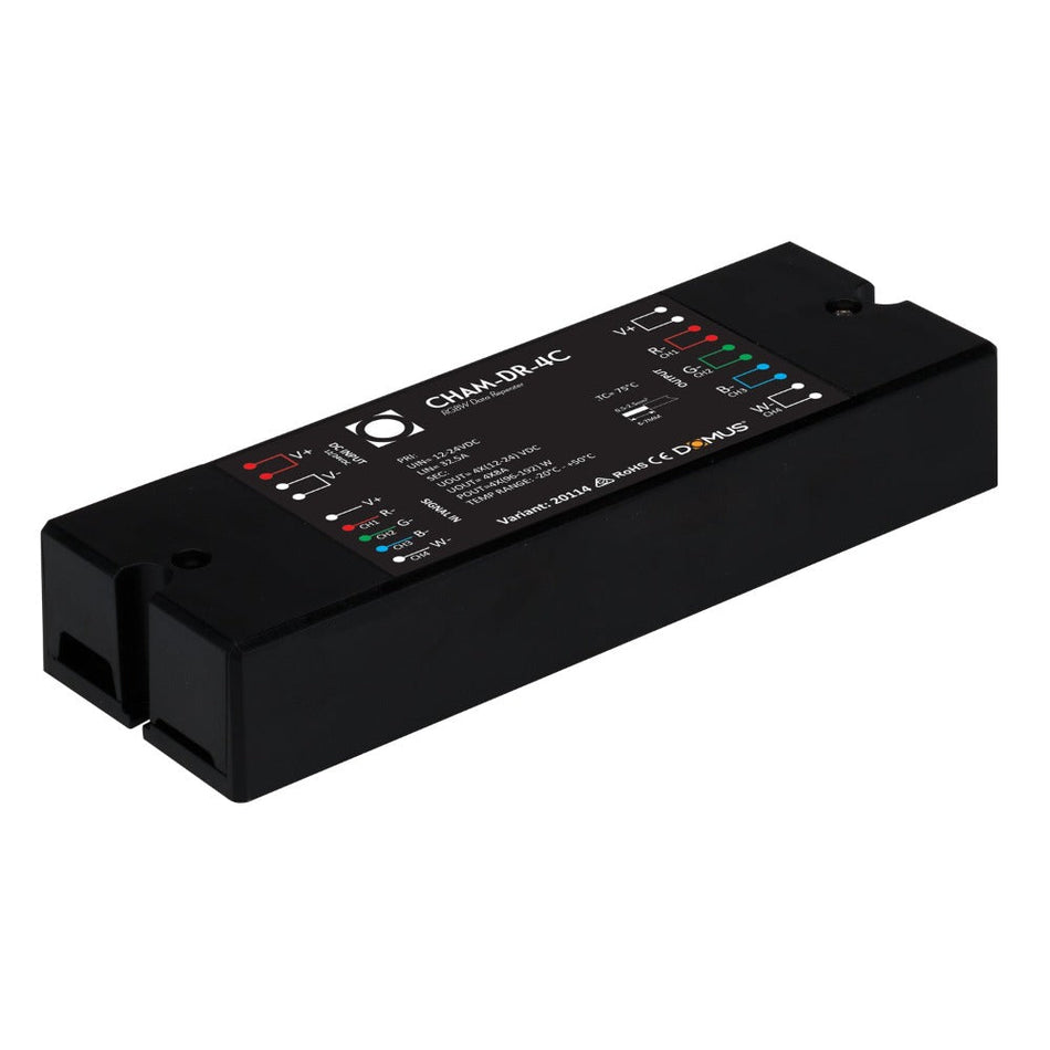 CHAM-DR-4C - RGBW LED 4 Channel Expandable Data Signal Repeater