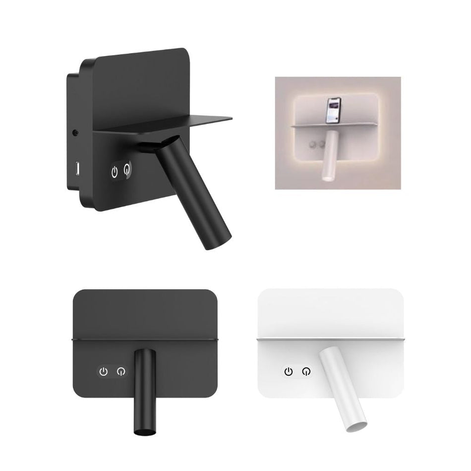 CHARGE-02 LED USB CHARGE WALL LIGHT 240V -3K - Black