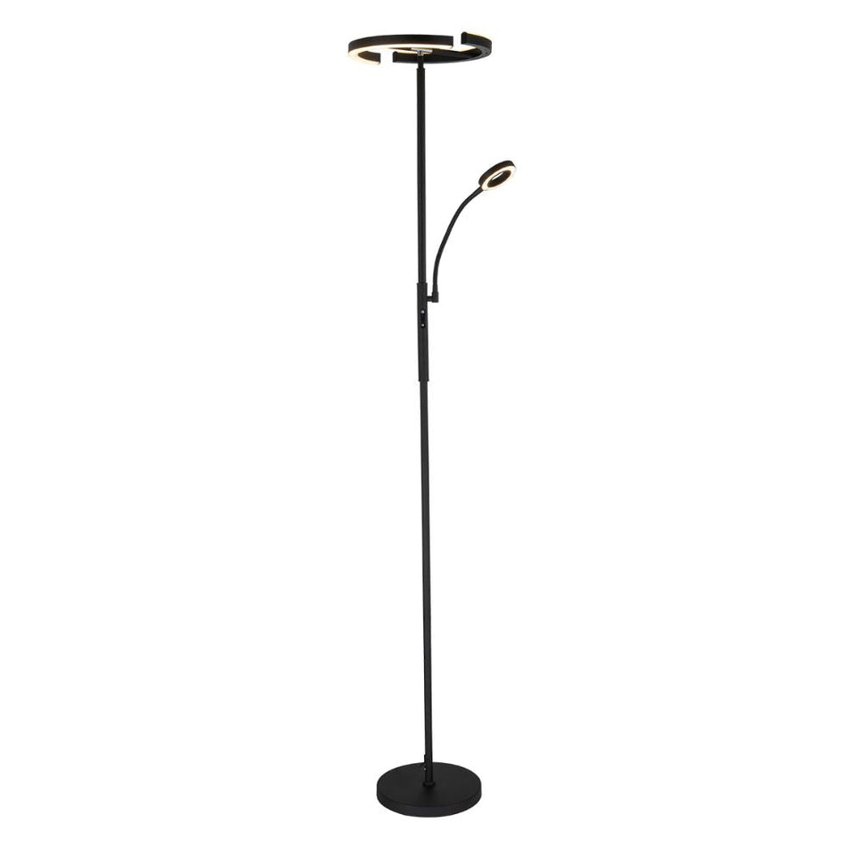 CYCLOPS - 20W+7W LED 4-CCT Switchable Push Dimmable Mother & Child Uplighter Floor Lamp Black