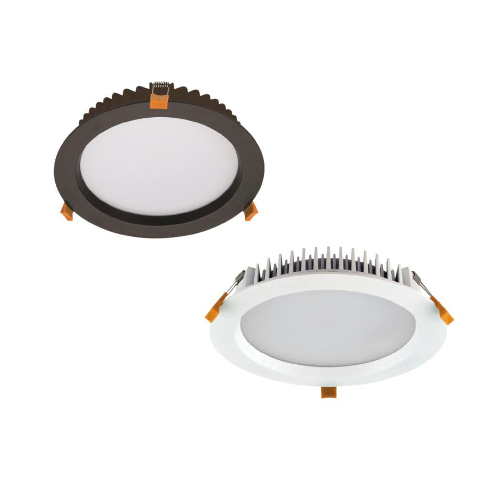 DECO-28-DALI - DALI Dimmable 28W LED Tri-Colour Round Deep Face Downlight IP44 - Black