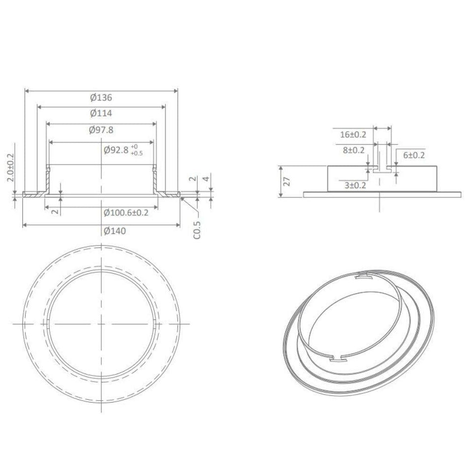 DECO-ADAP - 140mm Adapter Plate to suit DECO-13 Round - Black