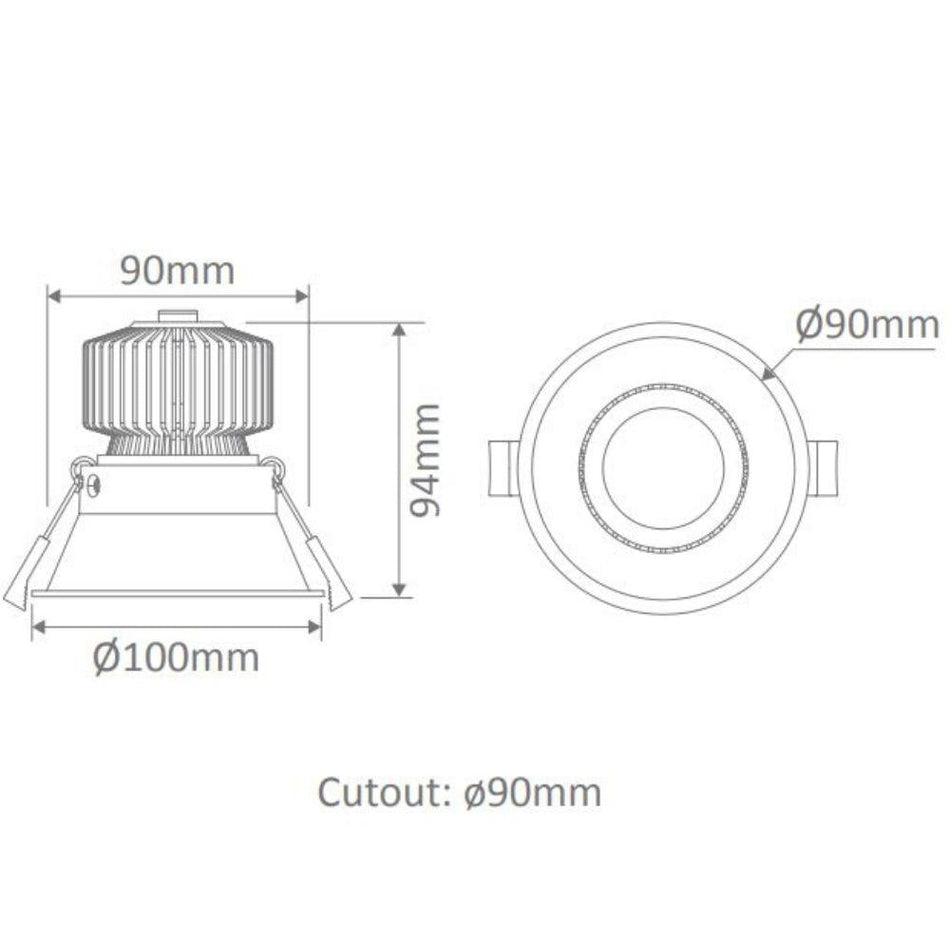 DEEP-12-TRIO-DALI - 12W LED Tri-Colour DALI Dimmable Deepset Tiltable Downlight IP44 - Black