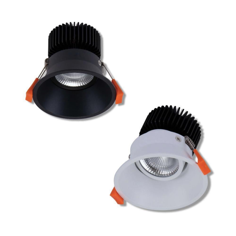 DEEP-12-TRIO-DALI - 12W LED Tri-Colour DALI Dimmable Deepset Tiltable Downlight IP44 - White