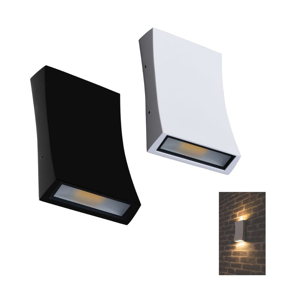 DENT-2-WB - 2X6W LED Tri-Colour Up/Down Modern Exterior Wall Light IP54 - White