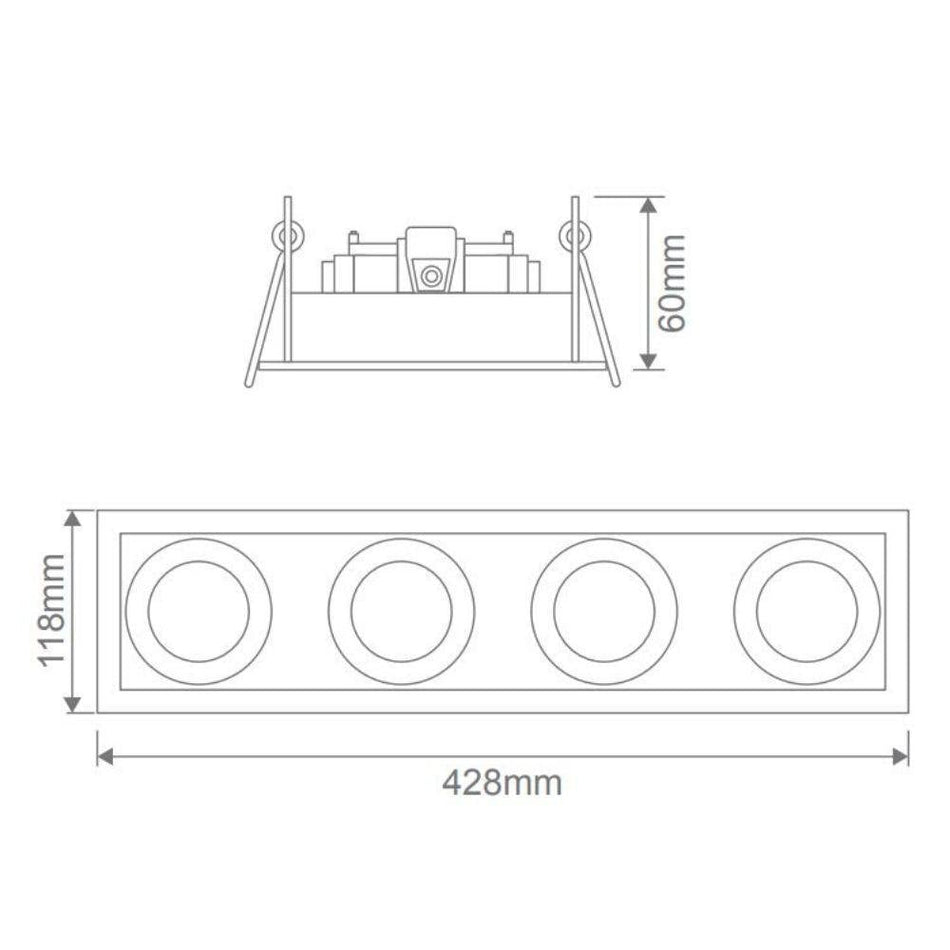 DSL-101/4B - 4 Light Slotter Downlight Frame - Silver