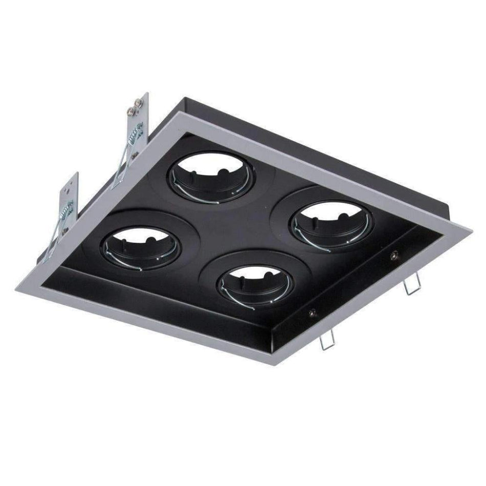 DSL-101/4SQ - 4 Light Square Slotter Downlight Frame - Silver