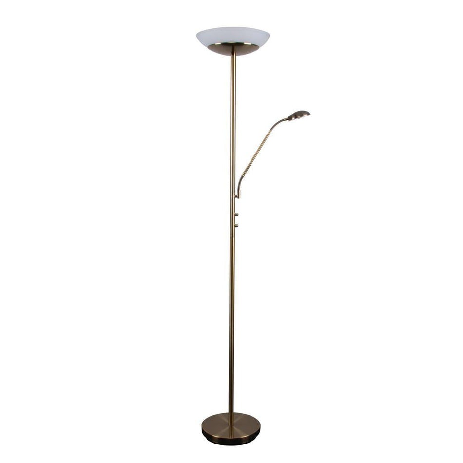 EDEN - Dimmable LED Mother & Child Uplighter Floor Lamp - 3000K - Antique Brass