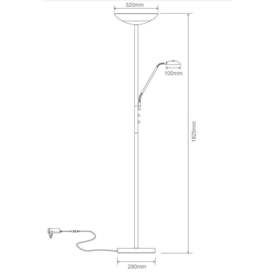 EDEN - Dimmable LED Mother & Child Uplighter Floor Lamp - 3000K - Satin Chrome