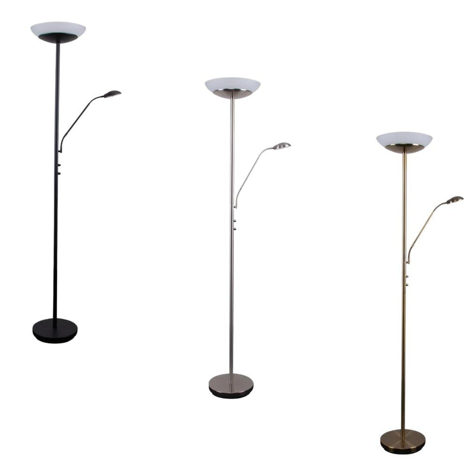 EDEN - Dimmable LED Mother & Child Uplighter Floor Lamp - 3000K - Antique Brass