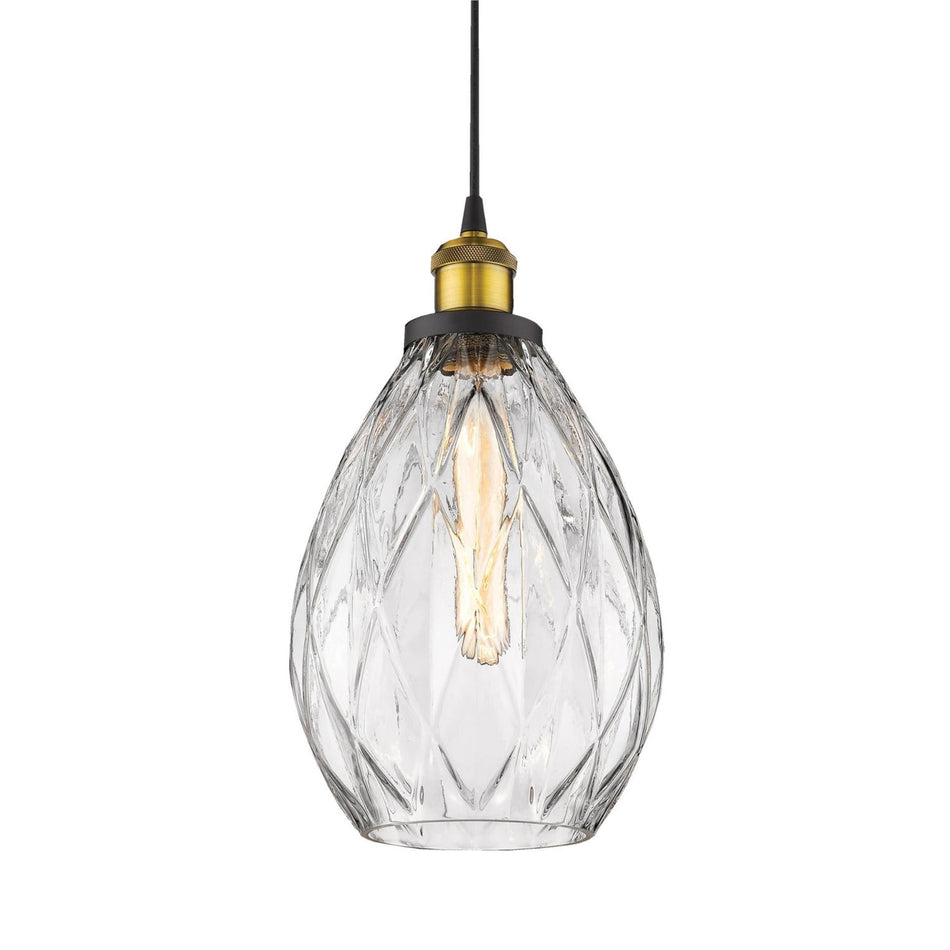 EVELYN Glass 240v E27 1 Light Pendant - Clear