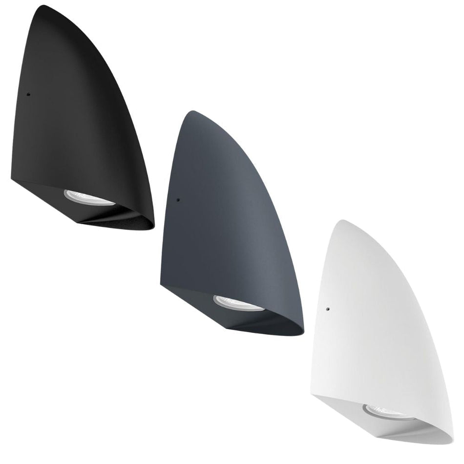 FINN-8 - 8W LED Tri-Colour Dimmable Modern Exterior Flush Wall Light IP65 - Dark Grey