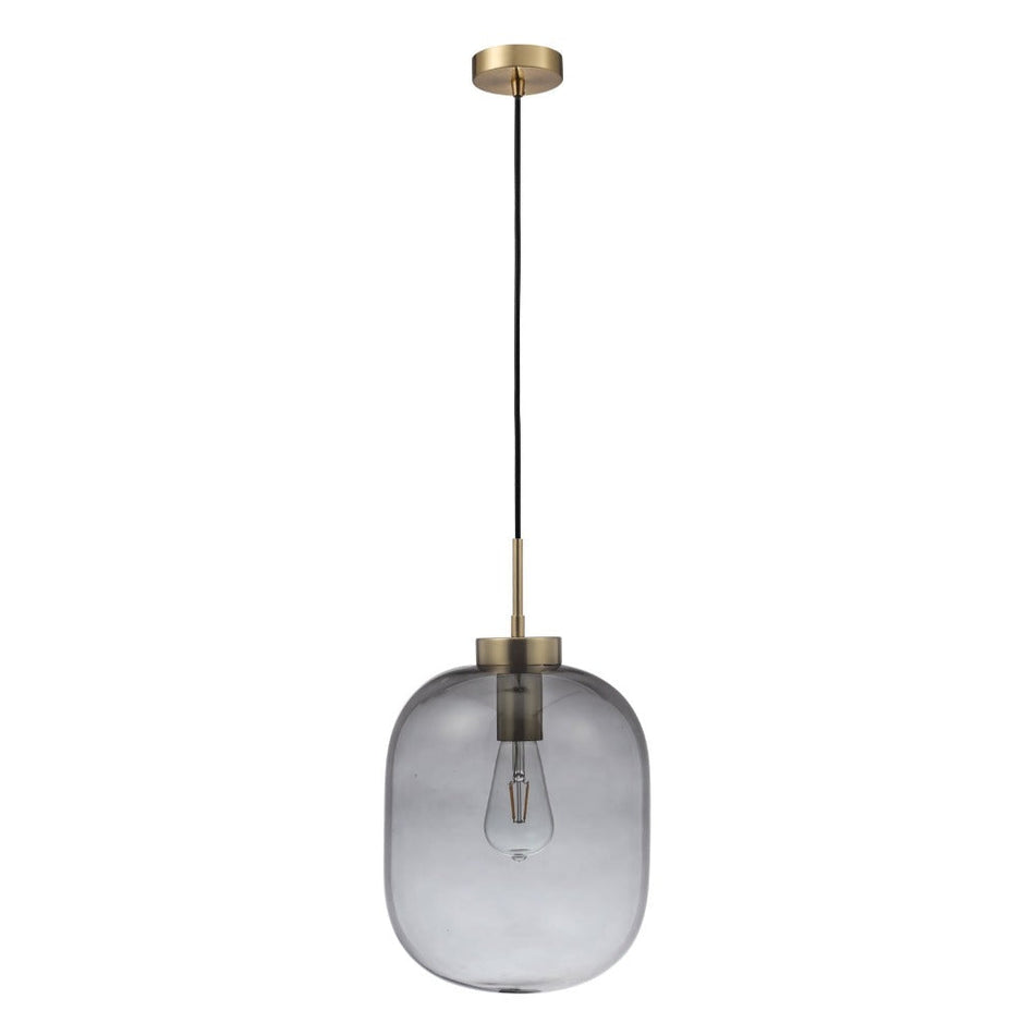 FLAUNT - Clear/Opal/Smoke Glass Pendant - Satin Brass