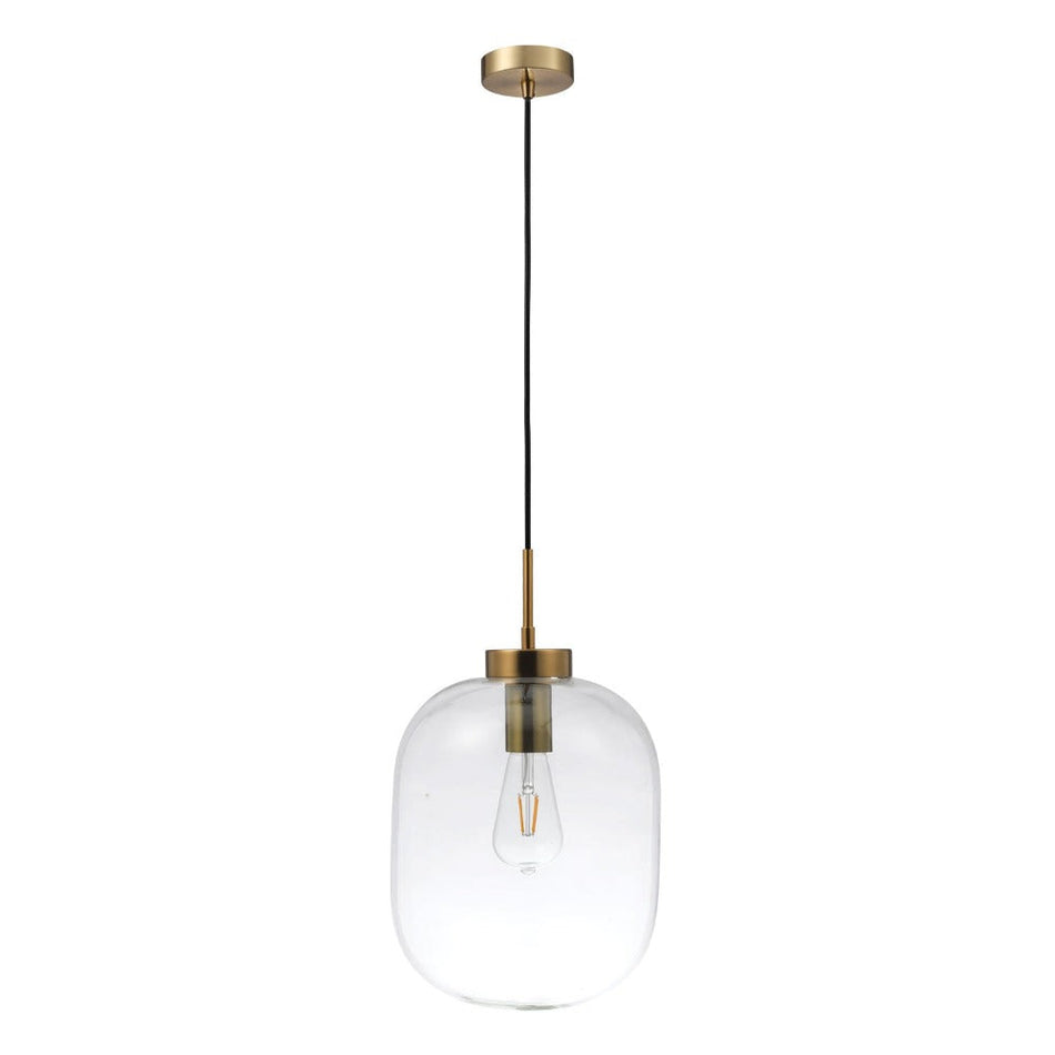 FLAUNT - Clear/Opal/Smoke Glass Pendant - Satin Brass
