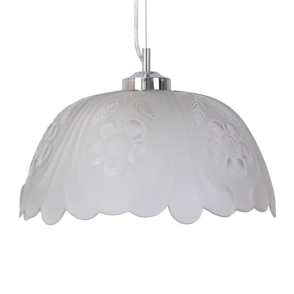 FLORA-GLASS - 1 Light Art Deco Series Glass Pendant - Frost