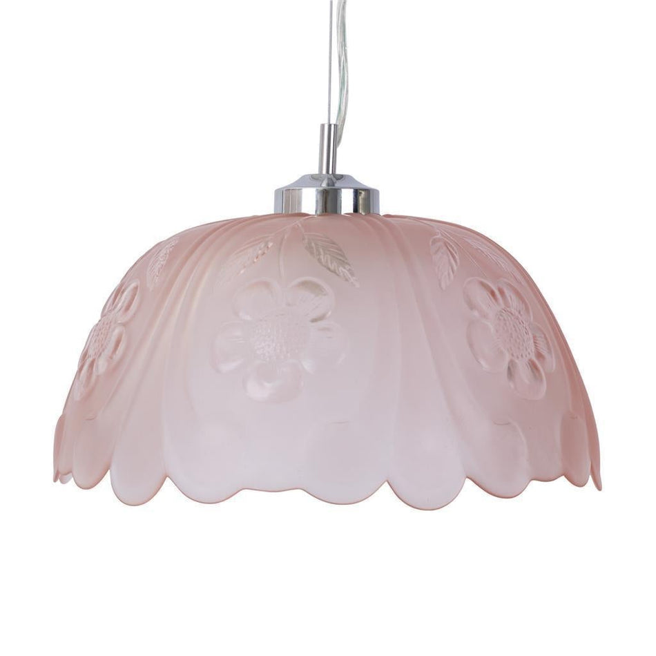 FLORA-GLASS - 1 Light Art Deco Series Glass Pendant - Pink