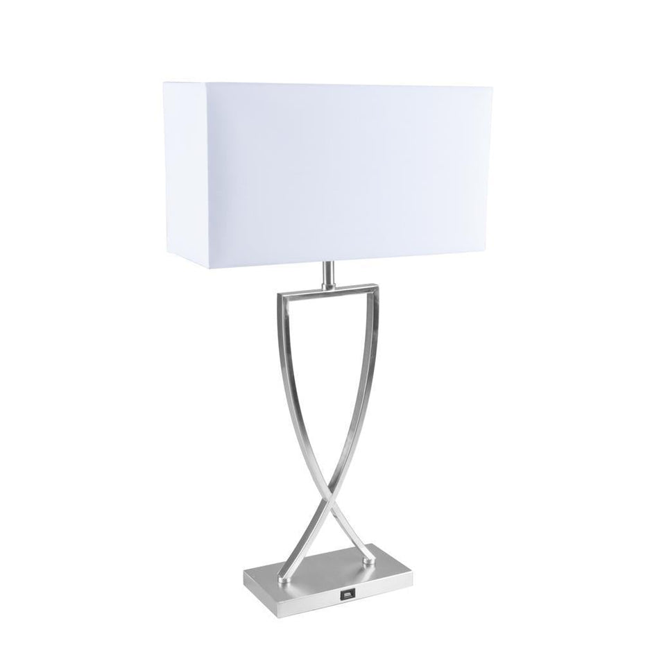 GIANA-TL TABLE LAMP USB 1XE27 240V - Satin Chrome