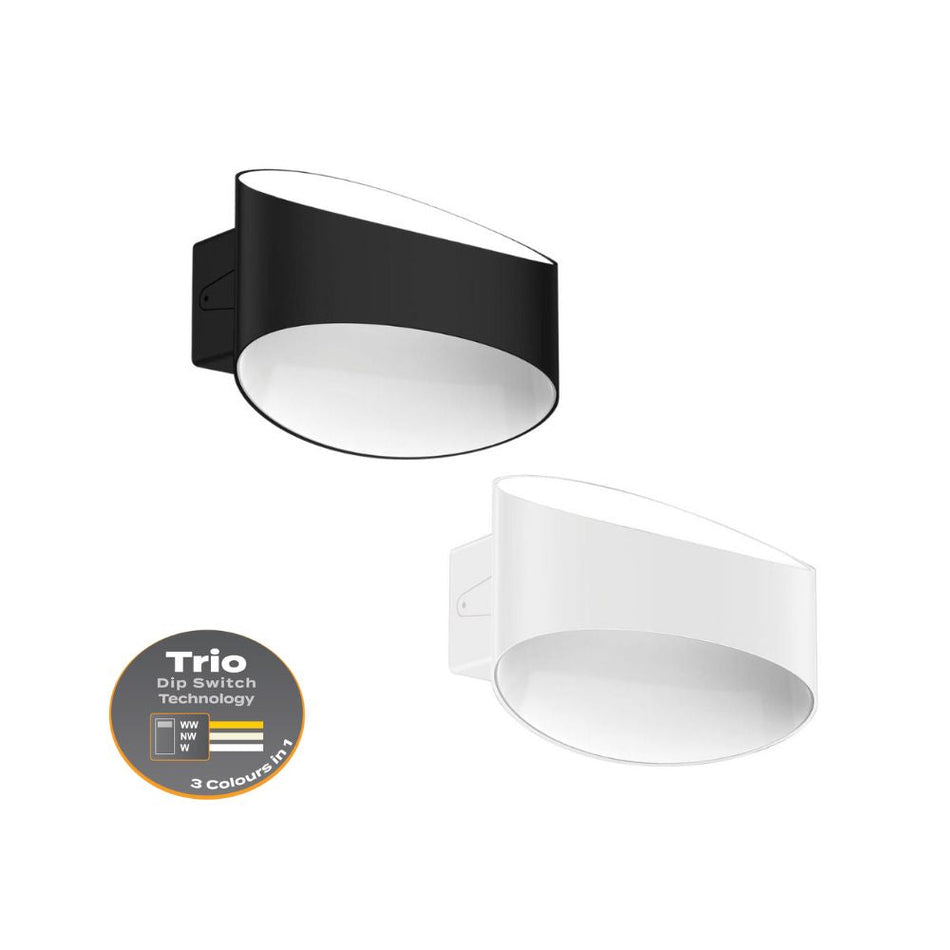 GLOW-8 - 8W LED Tri-Colour Dimmable Up/Down LED Wall Light IP20 - TRIO - White
