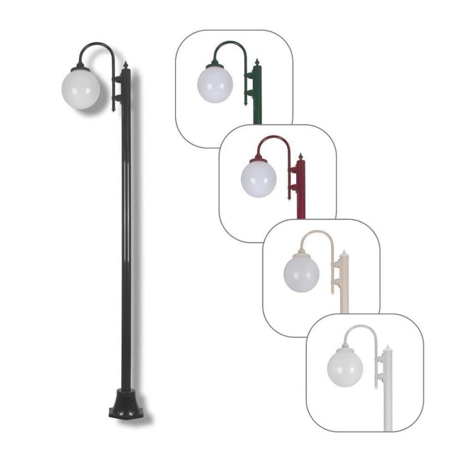 GT-1001 Lisbon - Single Sphere Curved Arm Plain Post - Black