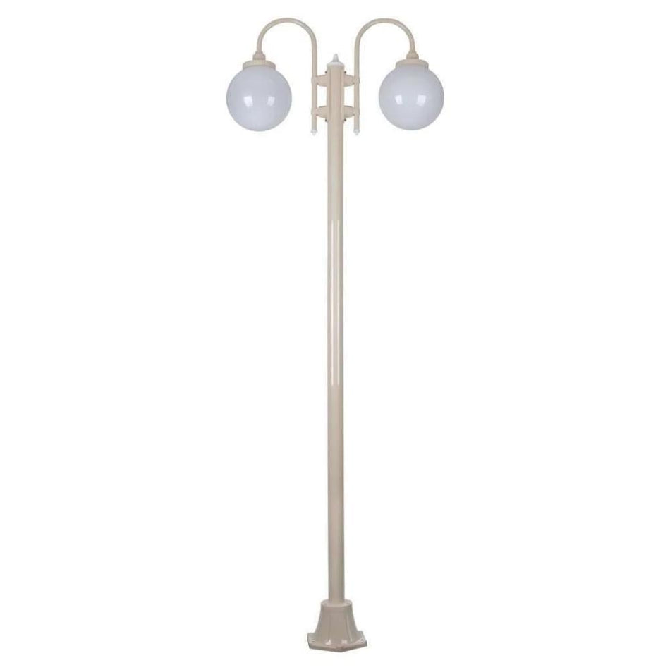 GT-1002 Lisbon Twin Spheres Curved Arms Plain Post - Powder Coated Finish / E27 - Beige