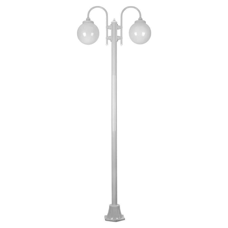 GT-1002 Lisbon Twin Spheres Curved Arms Plain Post - Powder Coated Finish / E27 - White