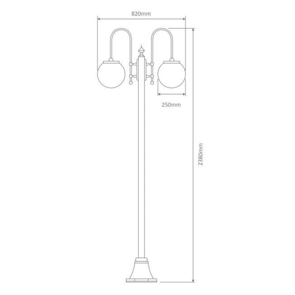 GT-1002 Lisbon Twin Spheres Curved Arms Plain Post - Powder Coated Finish / E27 - Beige