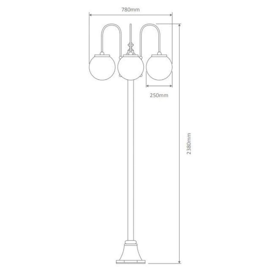 GT-1003 Lisbon - Triple Sphere Curved Arms Plain Post - Beige