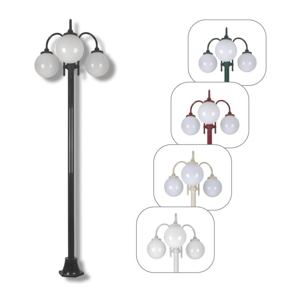 GT-1003 Lisbon - Triple Sphere Curved Arms Plain Post - Black