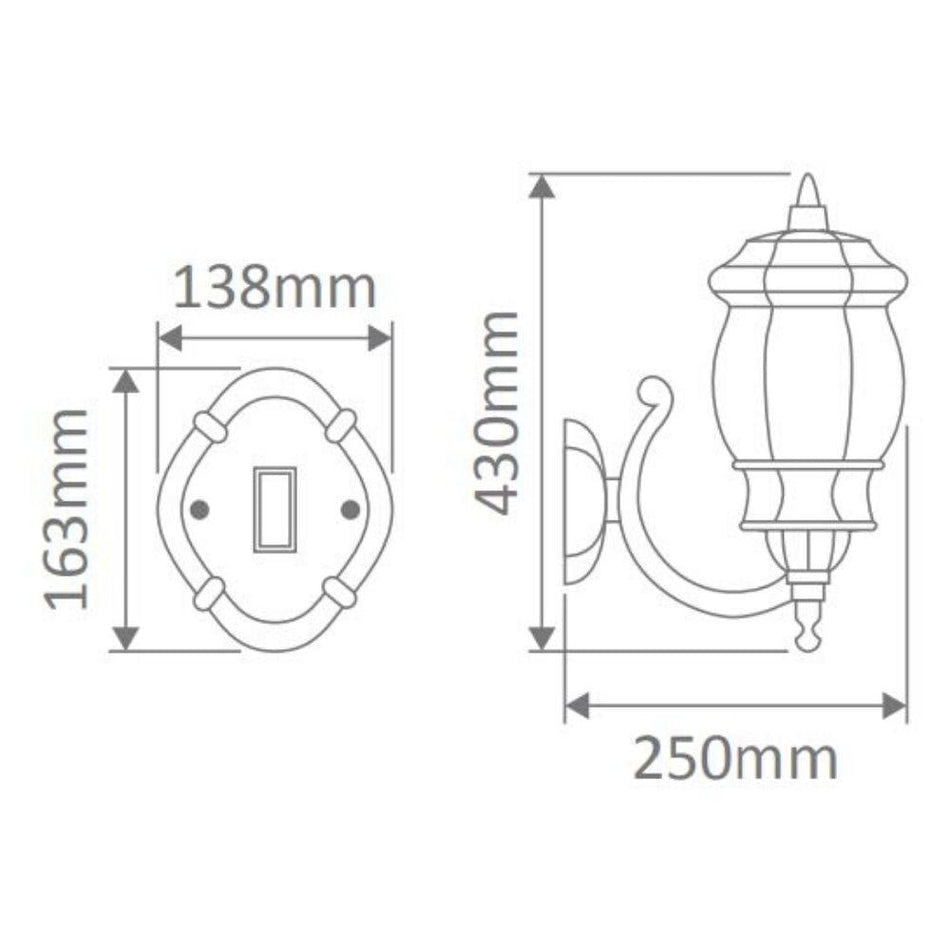 GT-1032 Vienna Curved Arm Downward Wall Light - Powder Coated Finish / B22 - Beige