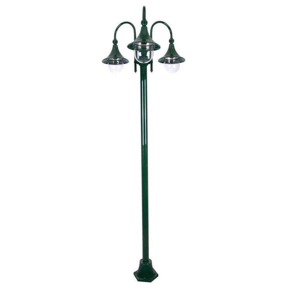 GT-1064 Monaco Triple Head Tall Plain Post - Powder Coated Finish / E27 - Green