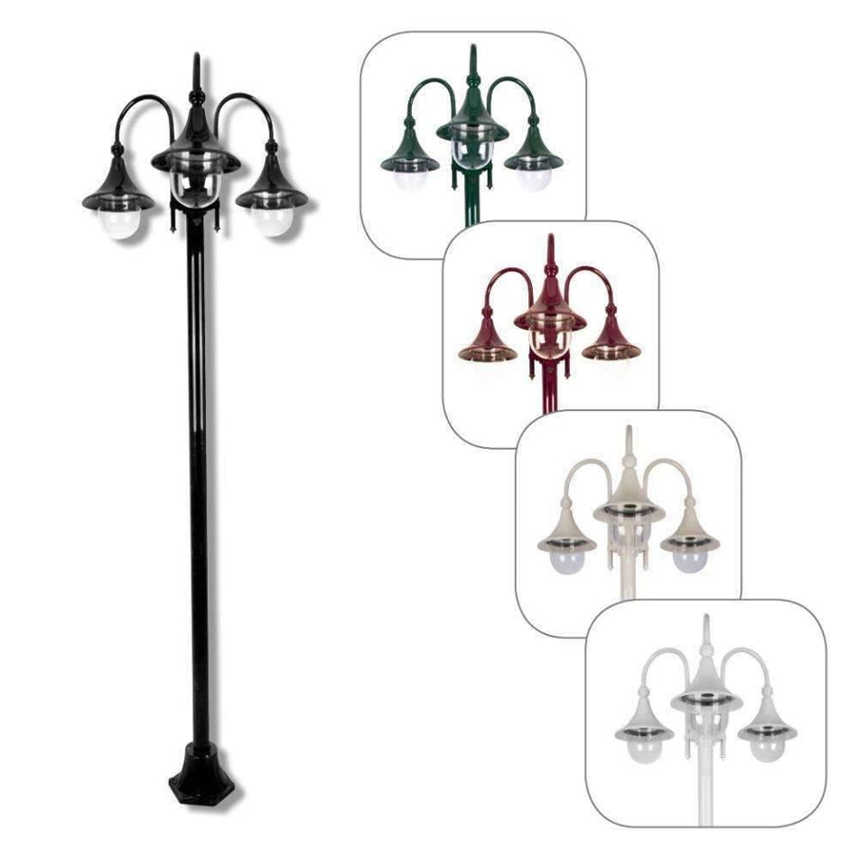 GT-1064 Monaco Triple Head Tall Plain Post - Powder Coated Finish / E27 - Beige