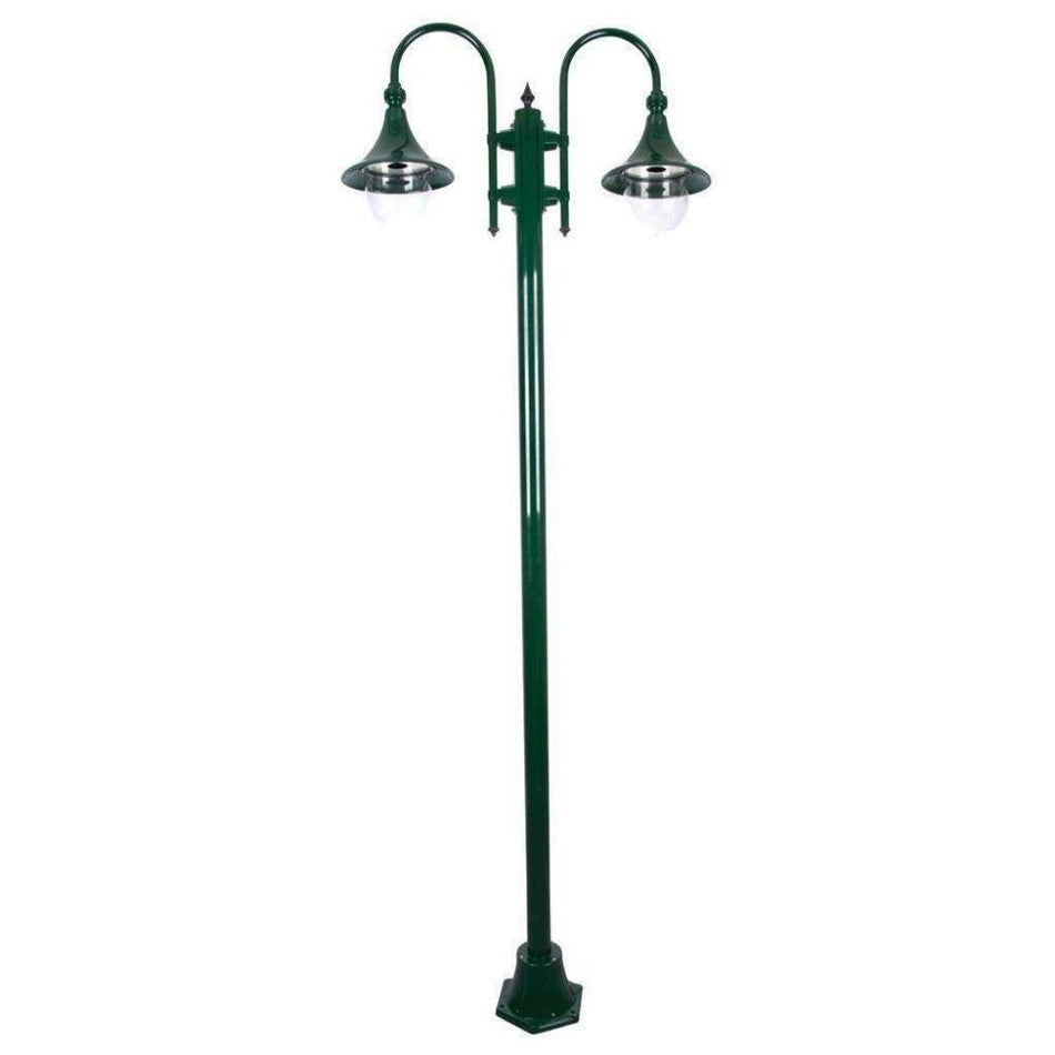 GT-1066 Monaco Twin Head Plain Post - Powder Coated Finish / E27 - Green