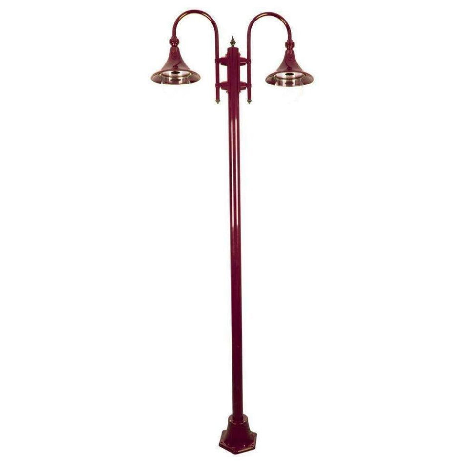 GT-1066 Monaco Twin Head Plain Post - Powder Coated Finish / E27 - Burgundy