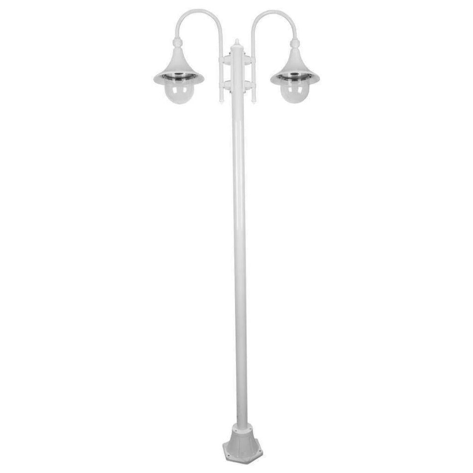GT-1066 Monaco Twin Head Plain Post - Powder Coated Finish / E27 - White