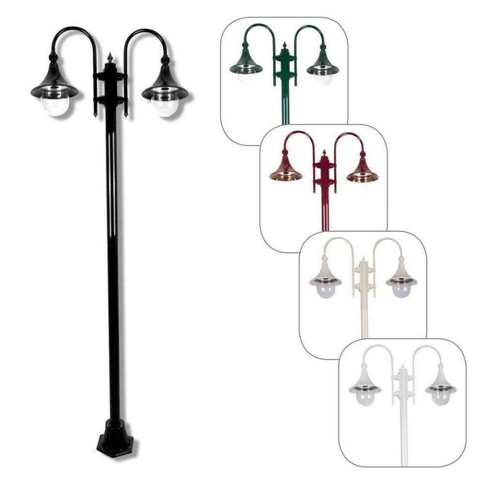 GT-1066 Monaco Twin Head Plain Post - Powder Coated Finish / E27 - Black